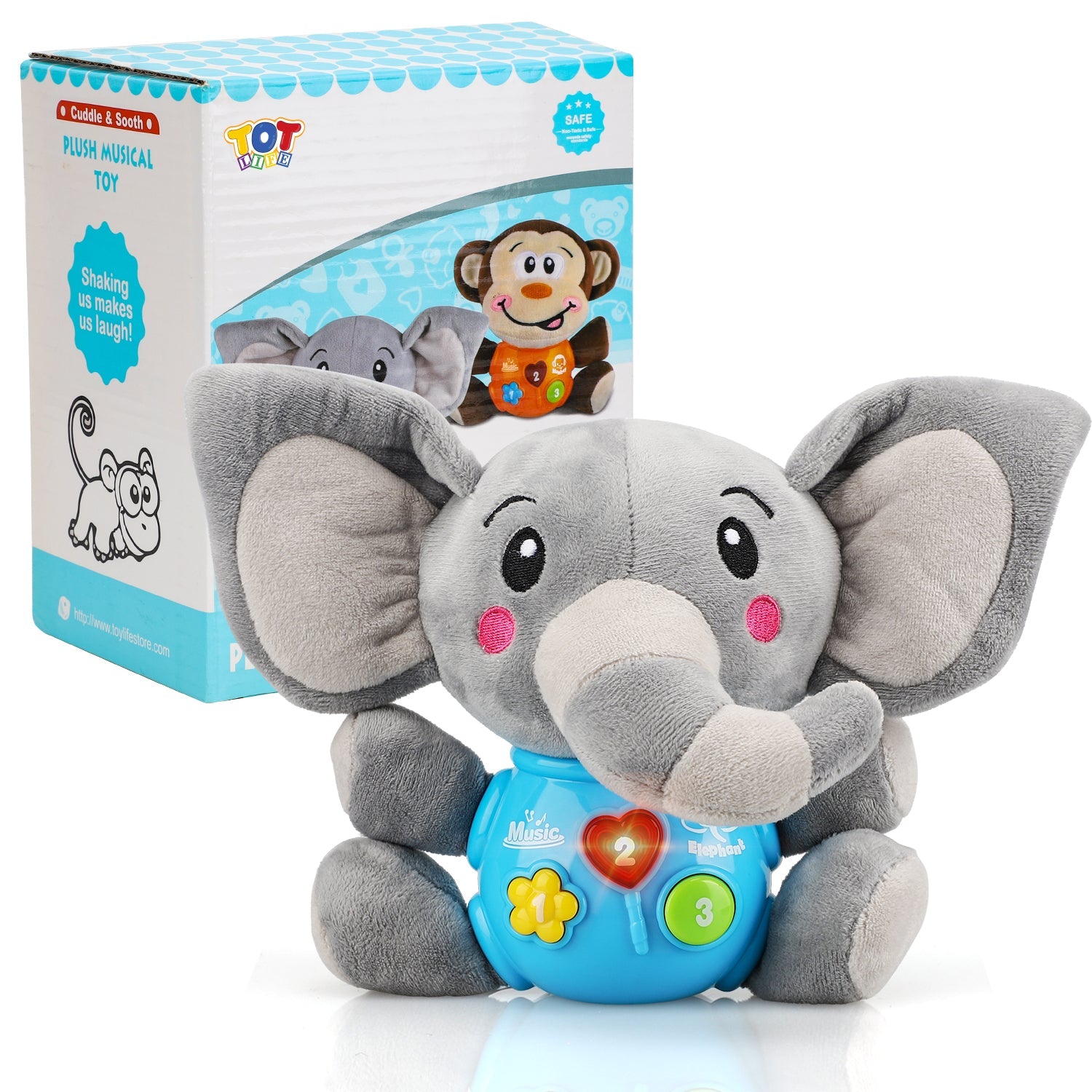 Fidtoy Peluche Éléphant Musicale pour Bébé avec Lumières et Sons