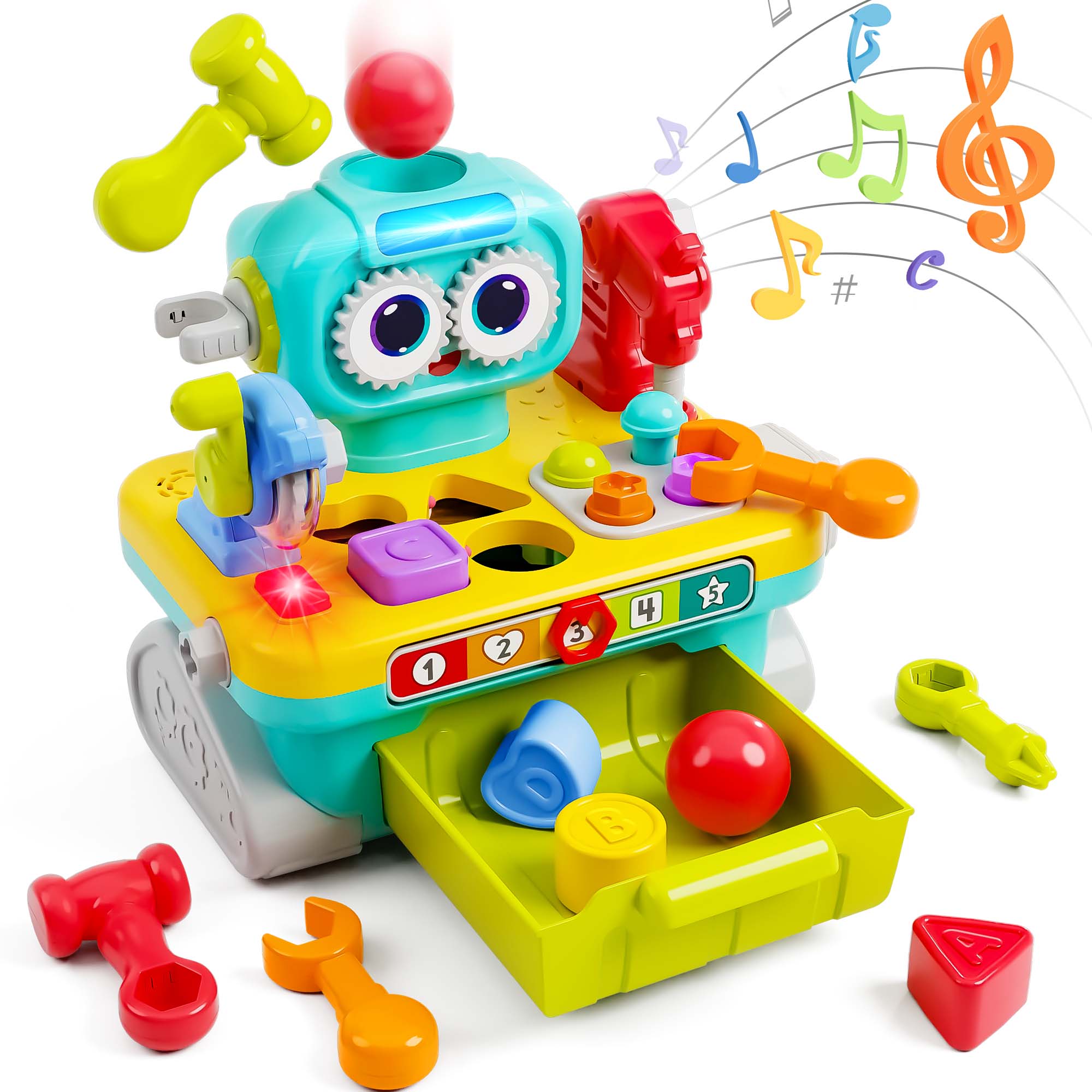 Fidtoy Robot Établi Jeu d'Outils pour Tout-petits Jouet Éducatif