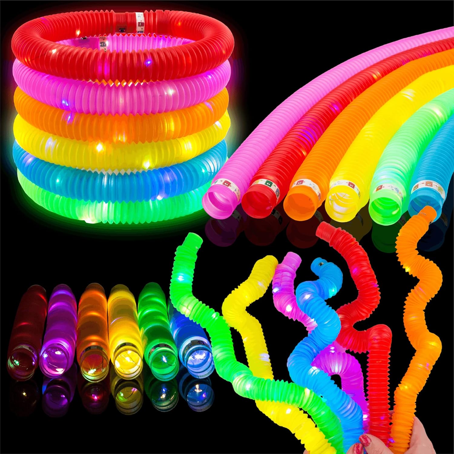 Tubo elástico pop que brilla en la oscuridad de 6 piezas - 6LG