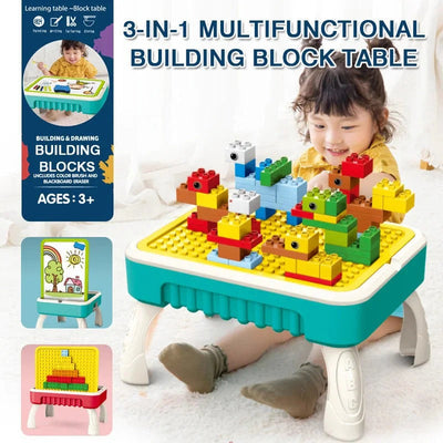 Mesa de construcción 3 en 1 multifuncional con bloques de construcción maletín - T10