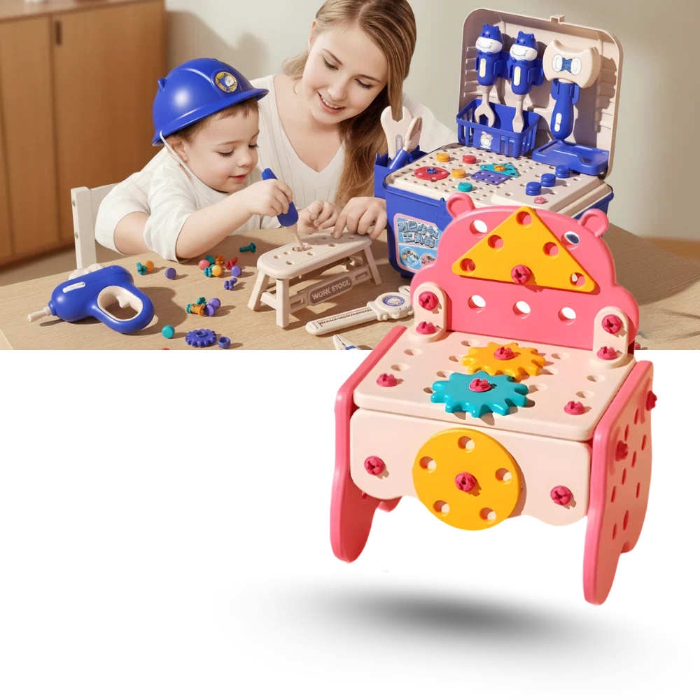 Caja de herramientas de taladro y destornillador eléctrico 3 en 1 para niños – Juego de construcción STEM, juguete educativo de ensamblaje DIY