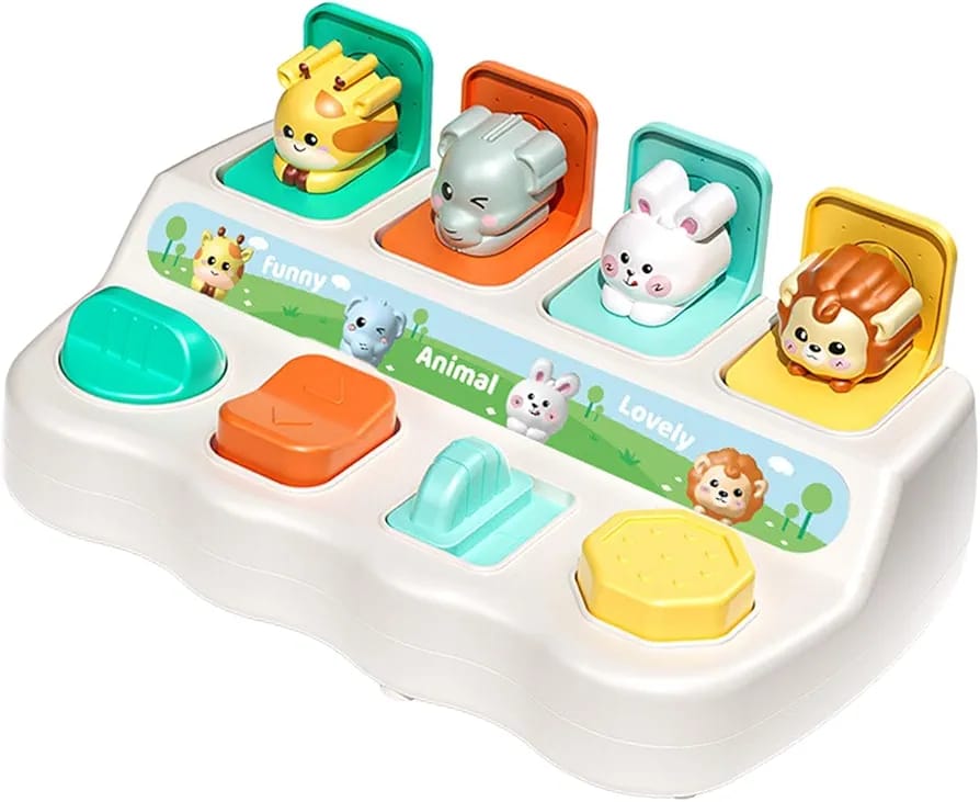Fidtoy Jouet Pop Up Éducatif avec Animaux Mignons pour Tout-Petits de 12 Mois et Plus, Jeu Interactif Cause à Effet avec Animaux