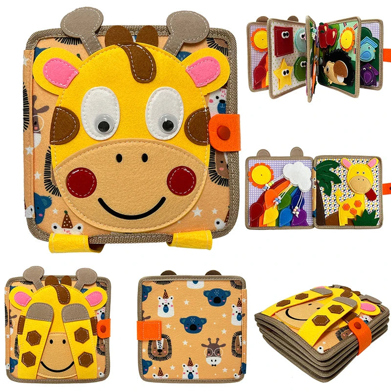 Fidtoy Libro de actividades Montessori de fieltro – Libro sensorial de 16 páginas para niños pequeños