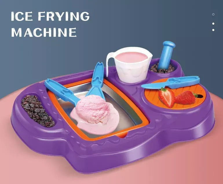 Fidtoy Kids Ice Cream Maker Toy with Freezer Tray Real Ingredients Kitchen Activity Set for Creative Dessert Play