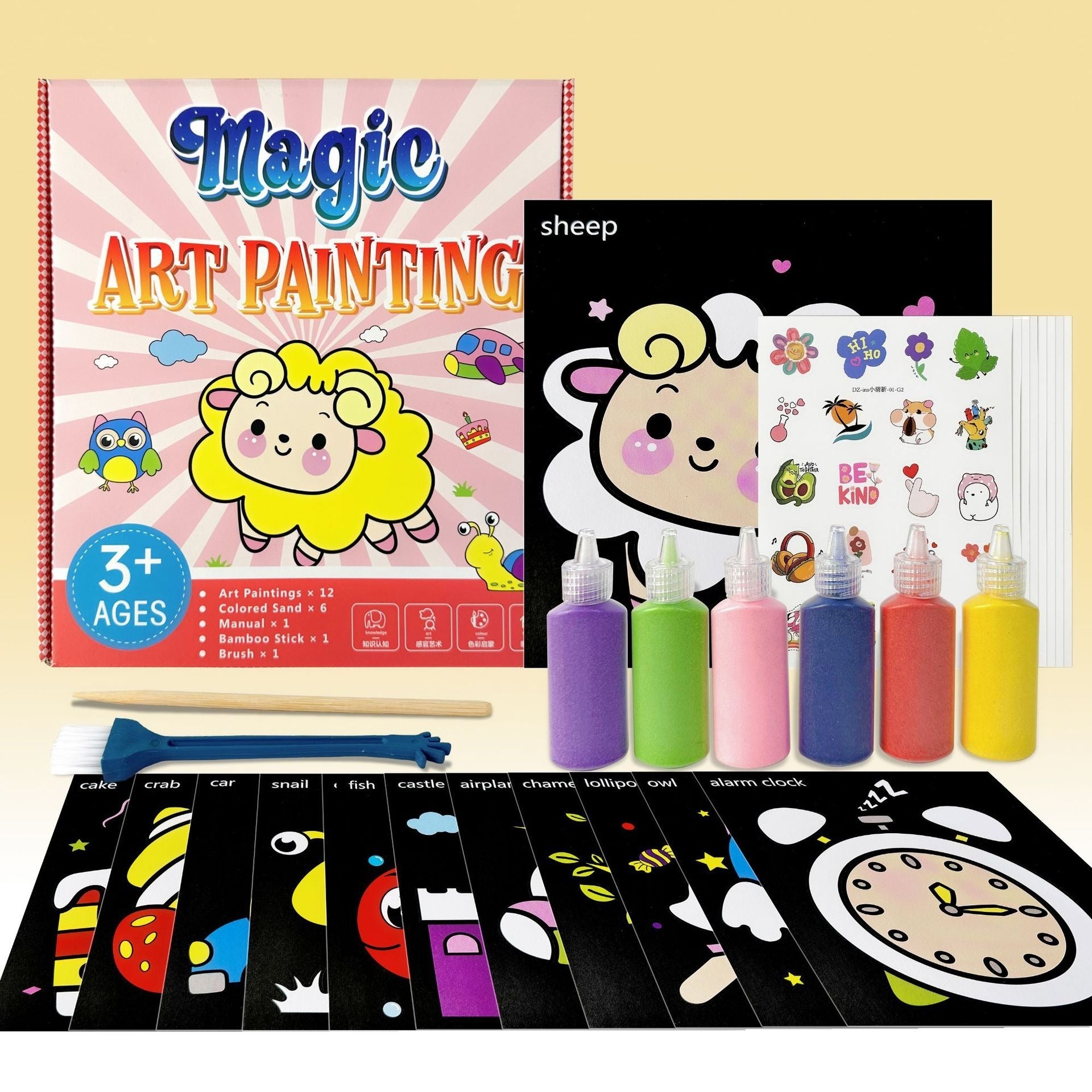 Kit de arte con arena para niños con arena de colores y tarjetas creativas