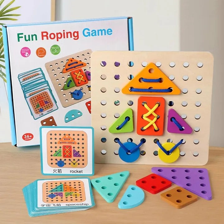 Kit de laçage en bois Fidtoy en forme de corde, jeu de motricité fine pour enfants à partir de 3 ans