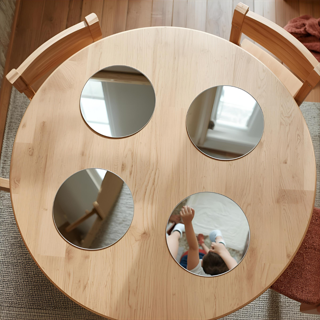 Espejo de seguridad acrílico para cuidado infantil de 40 cm, paquete de 3, espejo de mesa redondo/cuadrado sensorial