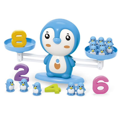 Fidtoy Penguin Balance Scale Mathematics Learning Kit Plastic Math Counting Balance Toy with 100 Weights for Kids Ages 3+