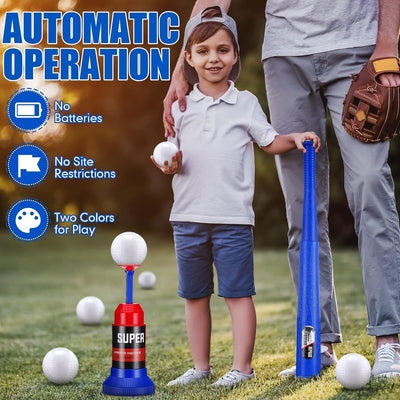 Fidtoy Baseball Sports Play Set pour enfants – Ensemble de jouets de baseball T-Ball pour débutants avec lanceur, batte et balles de baseball souples pour l'entraînement en extérieur