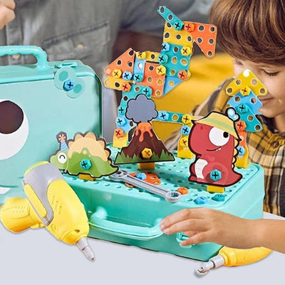 Set de rompecabezas de 163 piezas de herramientas de taladro creativas STEM DIY Dinosaurio - 71A
