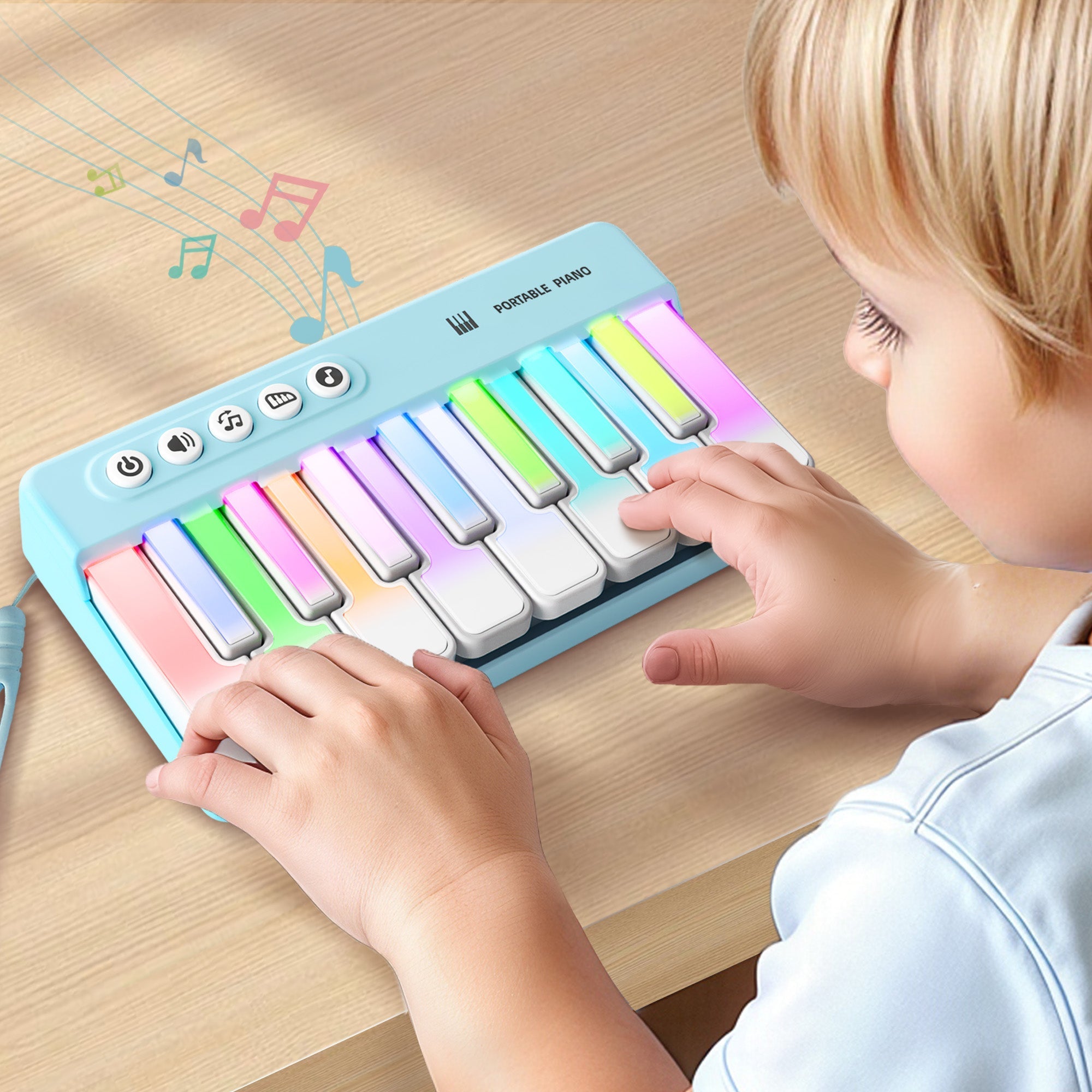 Mini piano Fidtoy avec lumières arc-en-ciel pour tout-petits