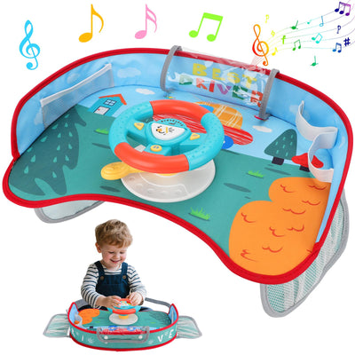 Volant Jouet pour Enfants avec Lumières et Musique, Jeu de Simulation de Conduite Interactif pour Tout-Petits, Divertissement de Voyage avec Klaxon et Levier de Vitesse, Cadeau Amusant pour Garçons et Filles