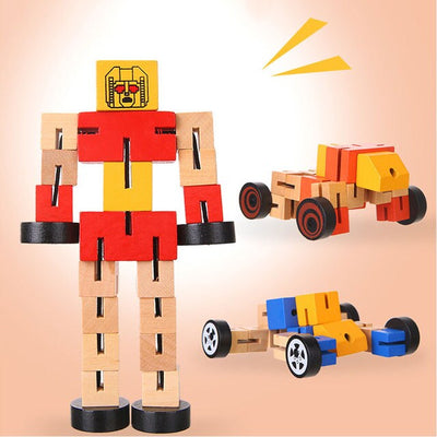 DIY Wooden Robot Transformation Twisting Blocks - 715