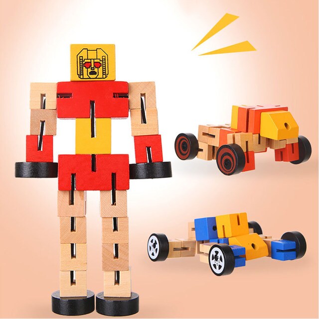 DIY Wooden Robot Transformation Twisting Blocks - 715