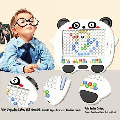 Fidtoy Panda Magnetic Drawing Bead Tablet Plastic Mess Free Magnetic Bead Drawing Board for Kids Ages 3+