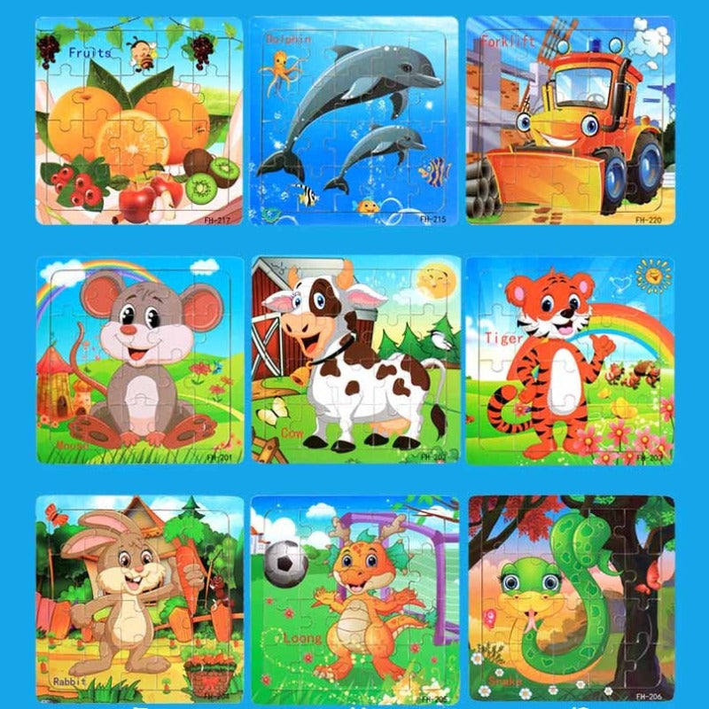 Fidtoy Puzzle en bois de dessin animé 20 pièces, jouet éducatif pour enfants