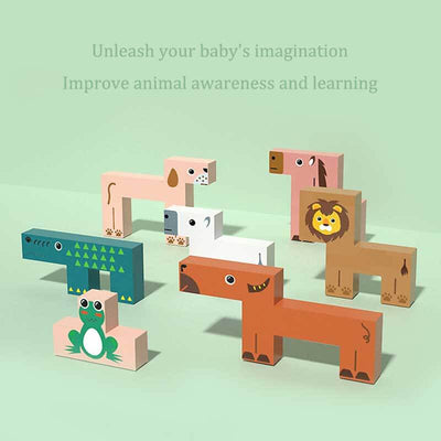 Fidtoy Wooden Animal Balance Stacking Toy Montessori Blocks