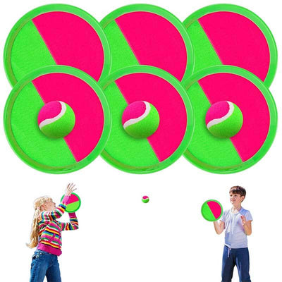 Fidtoy Outdoor Toss and Catch Ball Set - Fun Family Play-6 Paddles 3 Balls