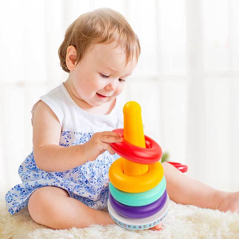 Fidtoy Juguete Apilable de Anillas para Bebés, Juguete Sensorial Educativo
