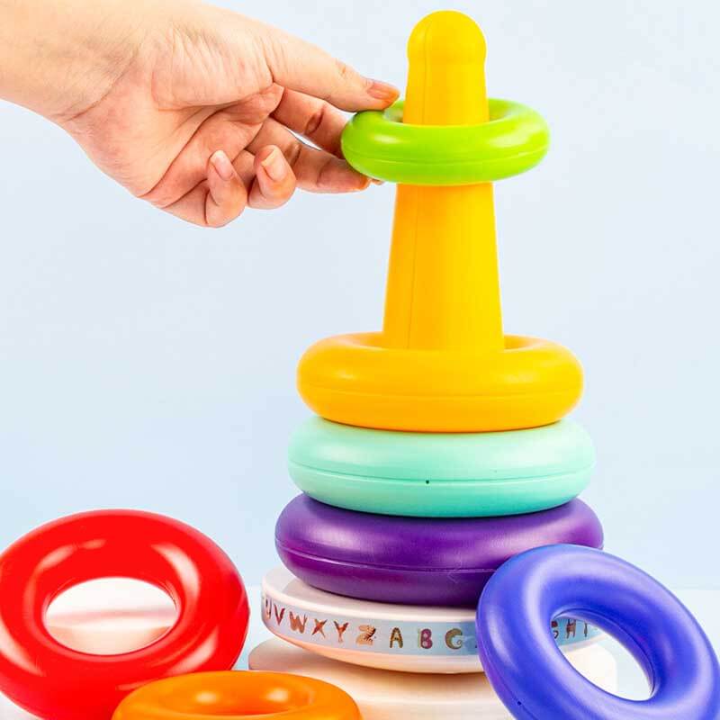 Fidtoy Juguete Apilable de Anillas para Bebés, Juguete Sensorial Educativo