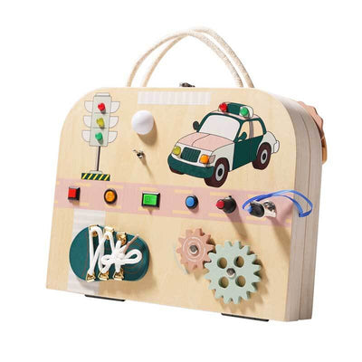 Fidtoy Montessori Busy Board para niños pequeños – Juguete de aprendizaje de doble cara para habilidades motoras finas, resolución de problemas y juegos de viaje