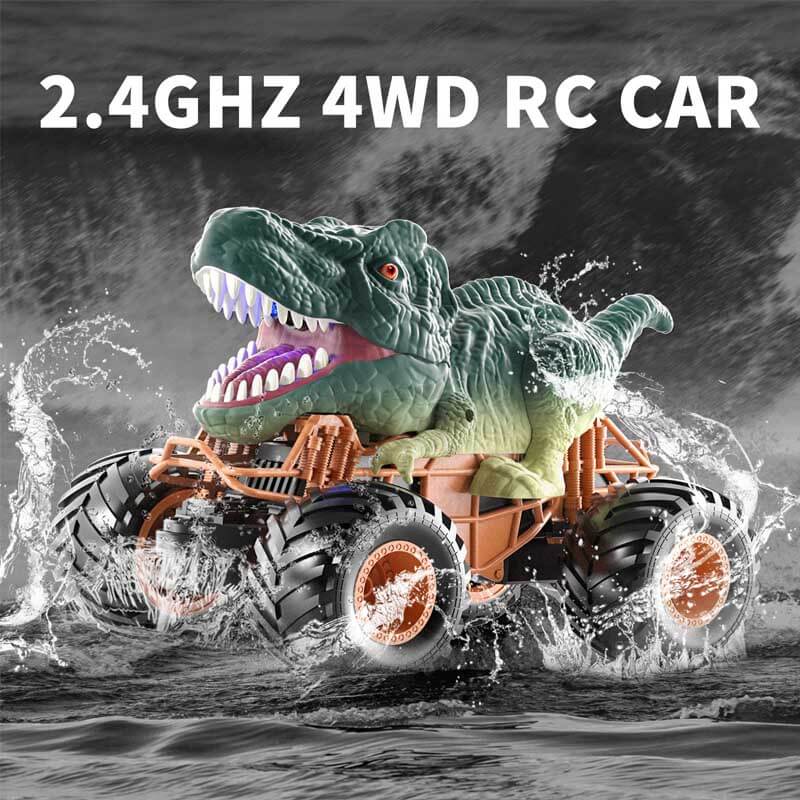 Fidtoy Remote Control Dinosaur Car Toy with Spray Lights Sound 2.4GHz RC Dino Truck for Kids Outdoor Indoor Racing Toy