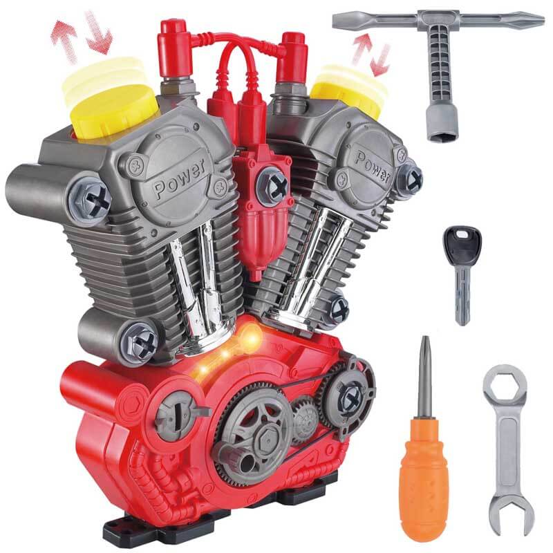 Fidtoy Motorcycle Engine Building Toy with Lights and Sounds for Kids