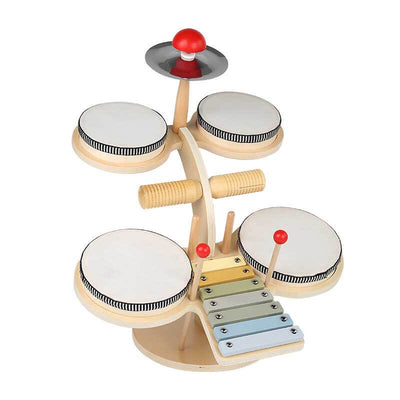Fidtoy Ensemble d'instruments de percussion en bois pour enfants - Xylophone, Tambour, Cymbale