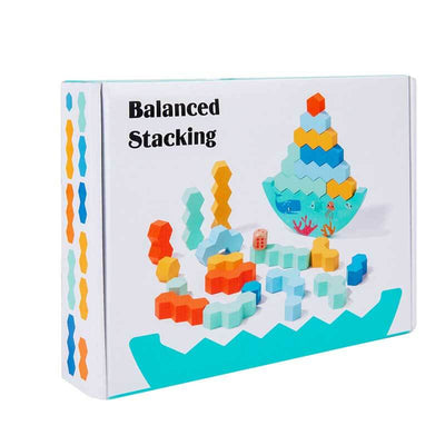 Juego de mesa Fidtoy de bloques de madera apilables con dados