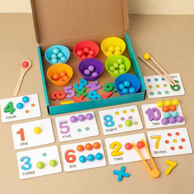 Fidtoy Montessori Number Cognitive Operation Bead Matching Game | Early Math Learning Toy for Toddlers