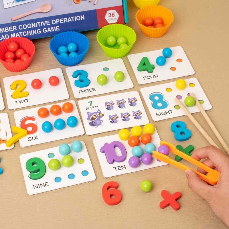 Fidtoy Montessori Number Cognitive Operation Bead Matching Game | Early Math Learning Toy for Toddlers