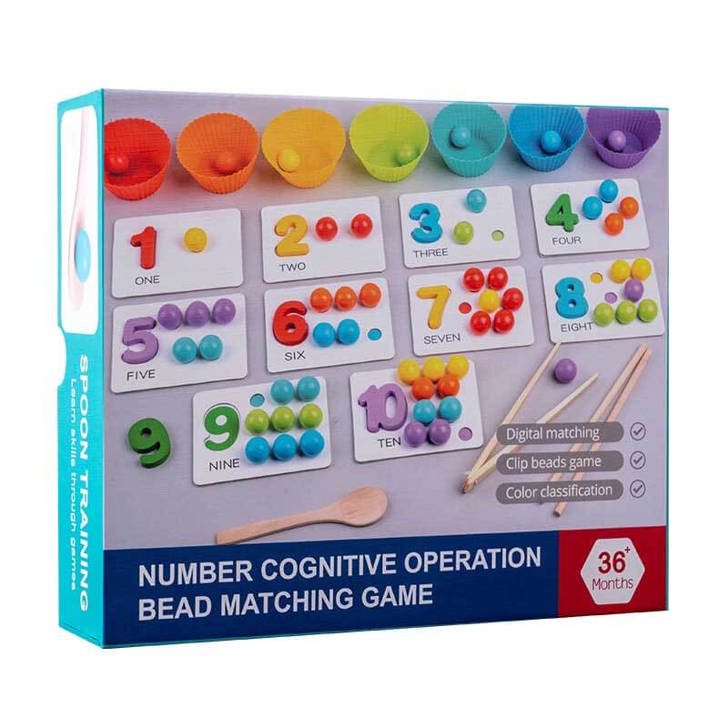 Fidtoy Montessori Number Cognitive Operation Bead Matching Game | Early Math Learning Toy for Toddlers