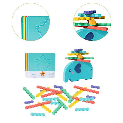 Fidtoy Elephant Balance Stacking Game for Kids 3-6 – Wooden Educational & Montessori Toy for Fine Motor Skills and Cognitive Development