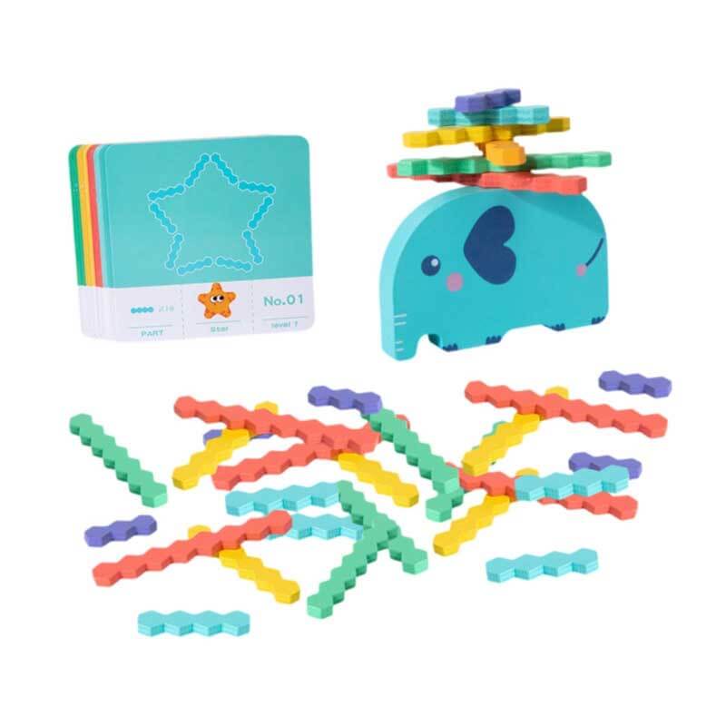 Fidtoy Elephant Balance Stacking Game for Kids 3-6 – Wooden Educational & Montessori Toy for Fine Motor Skills and Cognitive Development