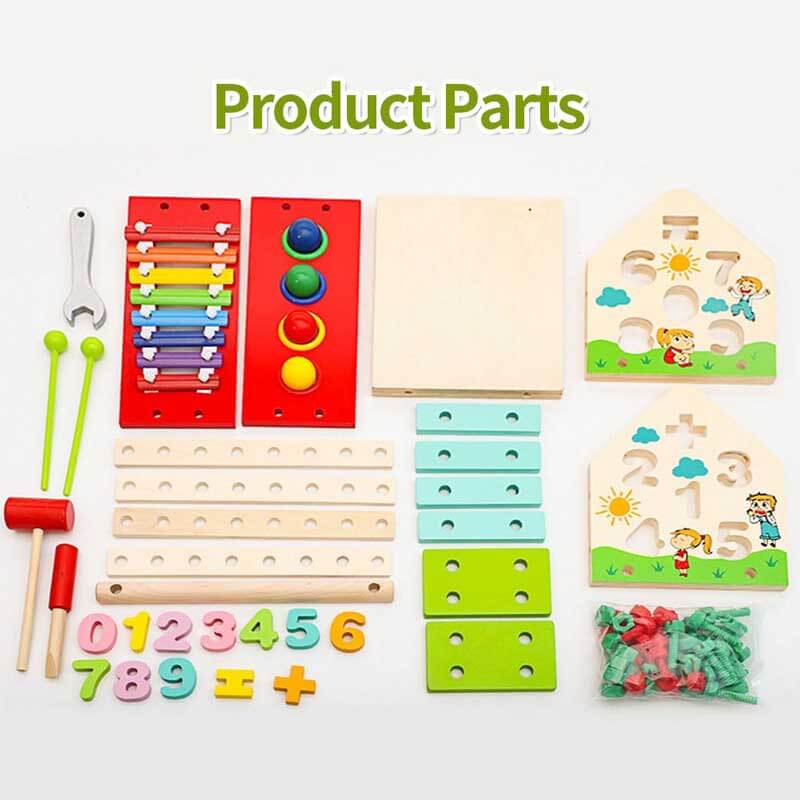 Fidtoy Cube d'activités en bois Montessori pour tout-petits, maison d'activités multi-apprentissage