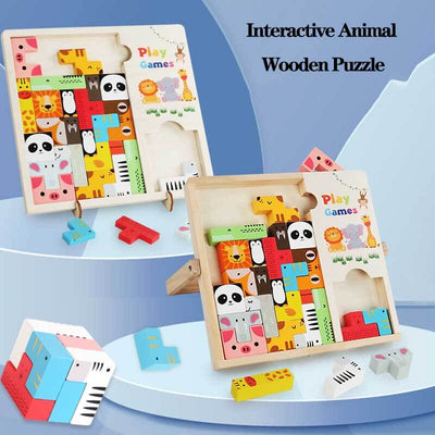 Fidtoy Tour de puzzle en bois et blocs STEM | Jouet de construction éducatif pour tout-petits