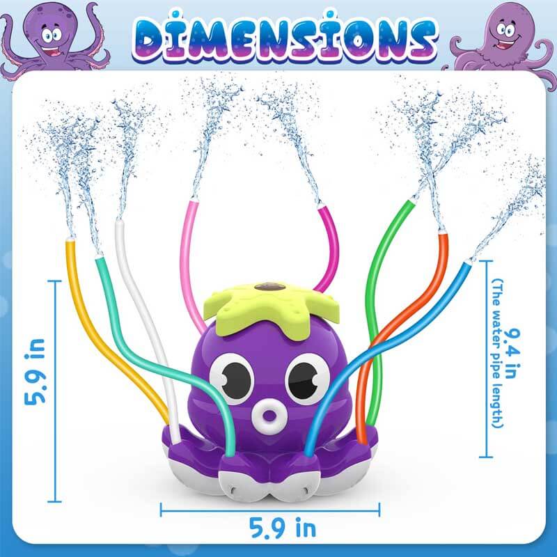 Arroseur d'eau poulpe Fidtoy pour enfants, jouet d'eau d'extérieur d'été pour jardin avec pulvérisation à 360°, jeu rafraîchissant pour pelouse, pour tout-petits, enfants et usage familial