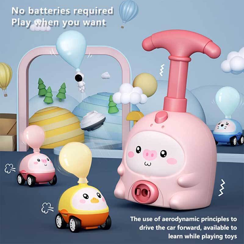 Fidtoy Coche de juguete propulsado por globos para niños pequeños de 1 a 5 años | Aprendizaje STEM y carreras y vuelos de doble modo