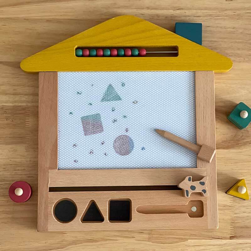Fidtoy Tableau de Dessin Magnétique en Bois pour Enfants 3 ans et plus Jouet de Gribouillage Réutilisable