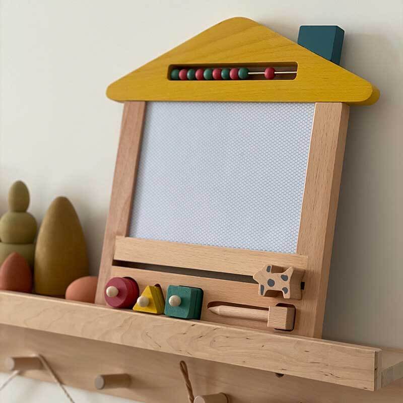 Fidtoy Tableau de Dessin Magnétique en Bois pour Enfants 3 ans et plus Jouet de Gribouillage Réutilisable