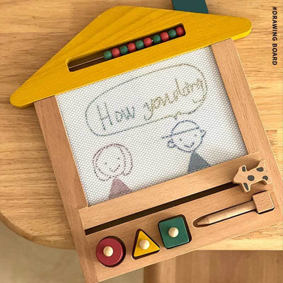 Fidtoy Tableau de Dessin Magnétique en Bois pour Enfants 3 ans et plus Jouet de Gribouillage Réutilisable