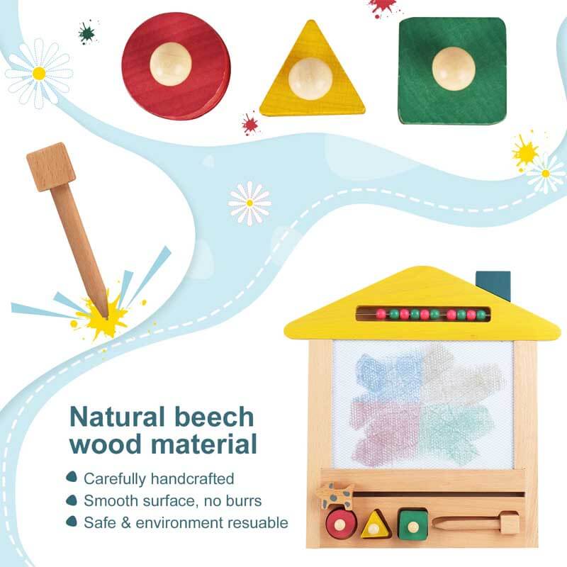 Fidtoy Tableau de Dessin Magnétique en Bois pour Enfants 3 ans et plus Jouet de Gribouillage Réutilisable