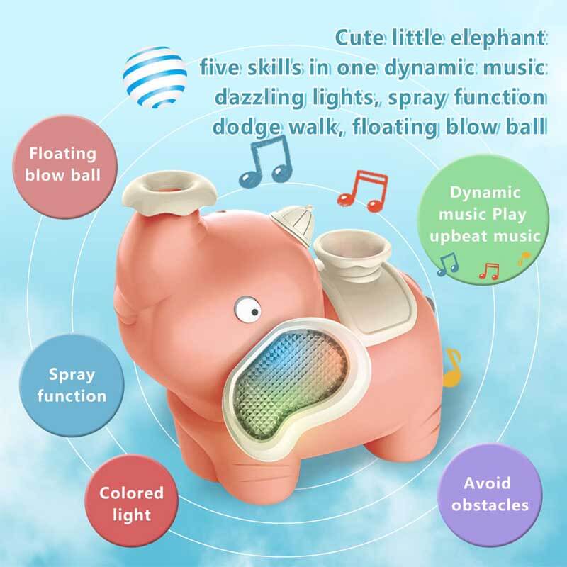Título del producto: Juguete andador Fidtoy Elefante soplador de bolas para niños pequeños | Juguete interactivo musical con LED