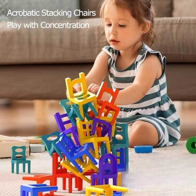 Fidtoy 96 Pcs Jeu de Chaises Empilables pour Enfants | Coordination Œil-Main & Motricité Fine