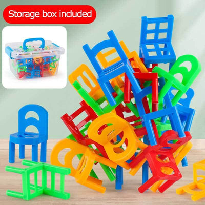 Fidtoy 96 Pcs Jeu de Chaises Empilables pour Enfants | Coordination Œil-Main & Motricité Fine