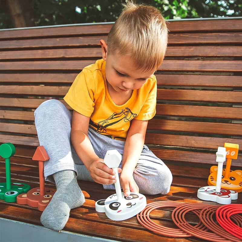 Fidtoy 42PCS Ring Toss Bean Bag Game for Kids 3+ | Hand-Eye Coordination & Counting Learning Toy