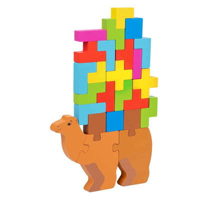 Fidtoy Wooden Balance Stacking Toy Tetris Blocks for Kids