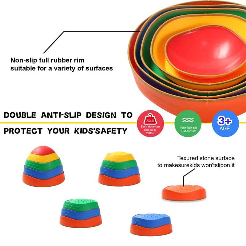 Fidtoy Balance Stepping Stones para niños, juguete de juego activo para interiores y exteriores, juguete de curso de obstáculos para entrenamiento de coordinación para niños de 3, 4 y 5 años