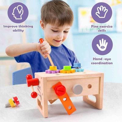 Fidtoy Wooden Construction Tool Box Set Montessori Toy for Kids