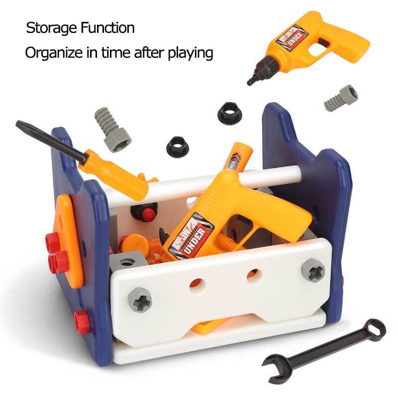 Fidtoy Wooden Construction Tool Box Set Montessori Toy for Kids